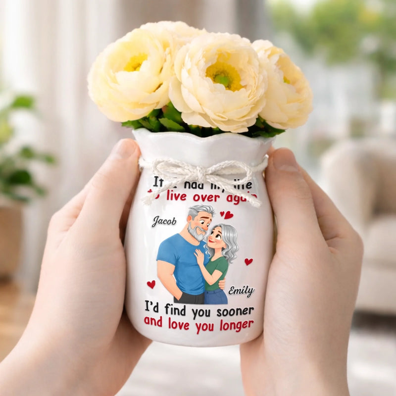 Custom Flower Vase With Ribbon - Personalized  Anniversary Wedding Gifts For Husband And Wife, Him And Her - Loving You All Over Again