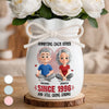 Custom Flower Vase With Ribbon - Personalized  Anniversary Wedding Gifts For Husband And Wife, Him And Her - Forever Starts With You