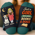 Custom Crew Socks - Personalized Bookish Gifts For Book Lovers, Bookworms, Readers, Dog Lovers, Dog Mom - Lost In A Good Book