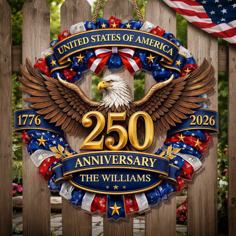 Custom Wood Sign - Personalized America 250th Anniversary Gifts For Mom, Dad, Brother, Sister, Kids - Strength That Stands The Test Of Time