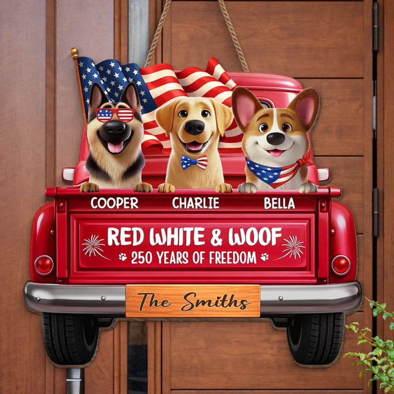 Custom America 250th Anniversary Wood Sign - Personalized Birthday Gifts For Dog Lovers, Dog Dad And Mom - Freedom Starts Here