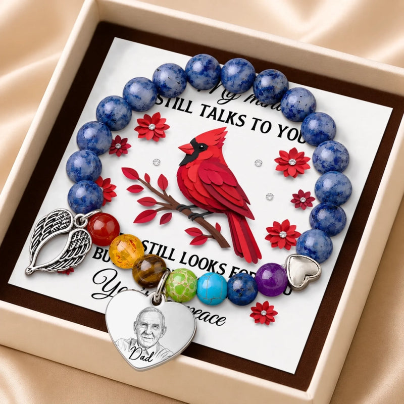 Custom Photo Rainbow Bridge Bracelet - Personalized Memorial Sympathy Gifts For Loss Of Mom, Dad - Loved Remembered Missed
