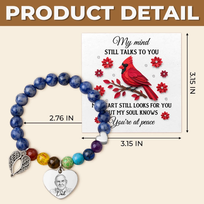 Custom Photo Rainbow Bridge Bracelet - Personalized Memorial Sympathy Gifts For Loss Of Mom, Dad - Loved Remembered Missed