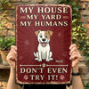 Custom Home Decor Metal Sign - Personalized  Birthday Gifts For Dog Lovers, Dog Dad And Mom - Protected By Furry Chaos