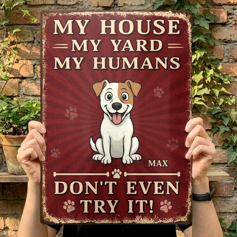 Custom Home Decor Metal Sign - Personalized  Birthday Gifts For Dog Lovers, Dog Dad And Mom - Protected By Furry Chaos