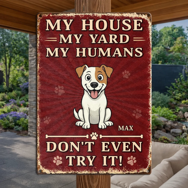Custom Home Decor Metal Sign - Personalized  Birthday Gifts For Dog Lovers, Dog Dad And Mom - Protected By Furry Chaos
