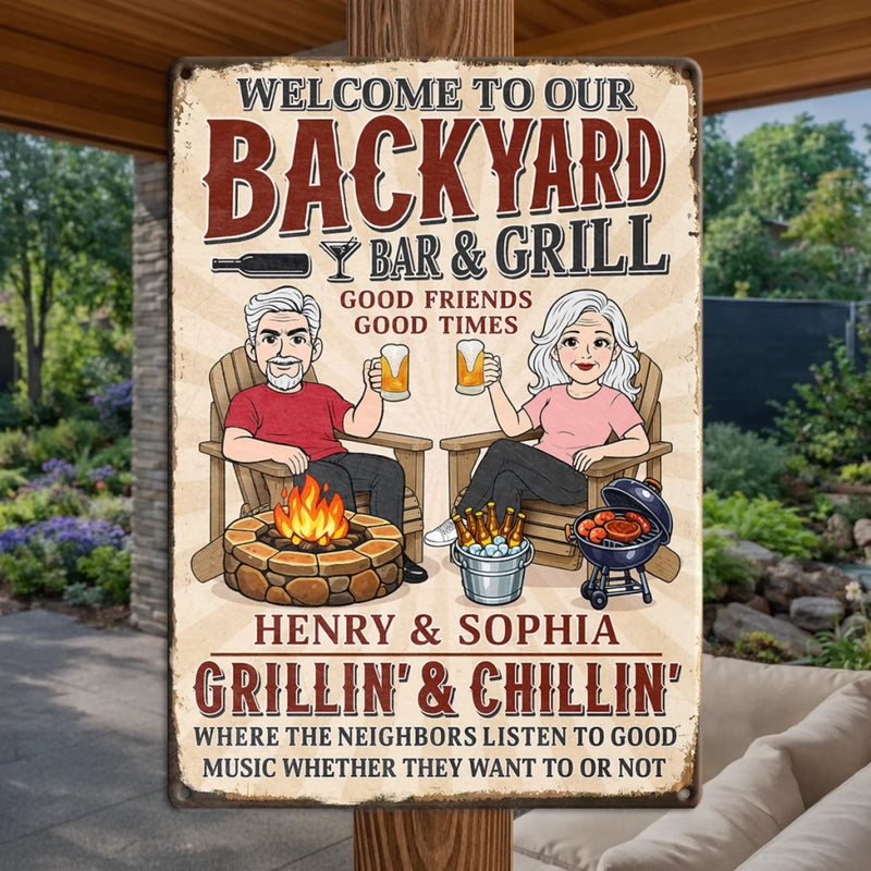 Custom Home Decor Metal Sign - Personalized  Anniversary Wedding Gifts For Husband And Wife, Him And Her - Good Friends, Good Times, Free Beer