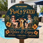 Custom Wood Sign - Personalized Summer Vacation And Travel Gifts For Couple, Dog Lovers - Hot Grill, Cool Furry Nights