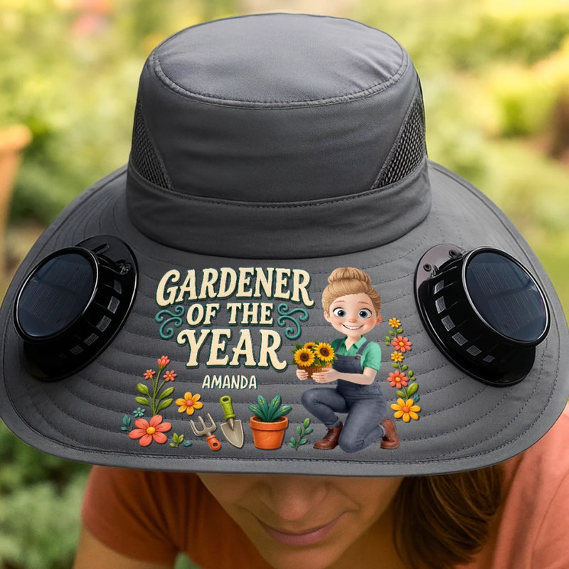 Custom Hat With Fans Solar Power - Personalized Birthday Garden Gifts For Gardeners - Best Gardener On Earth