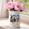 Custom Photo Flower Vase With Ribbon - Personalized  Anniversary Wedding Gifts For Husband And Wife, Him And Her - Partners In Love And Wrinkles