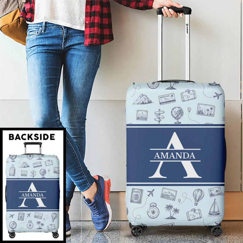Custom Luggage Cover - Personalized Summer Vacation And Travel Gifts For Women, Men - Adventure Starts Here