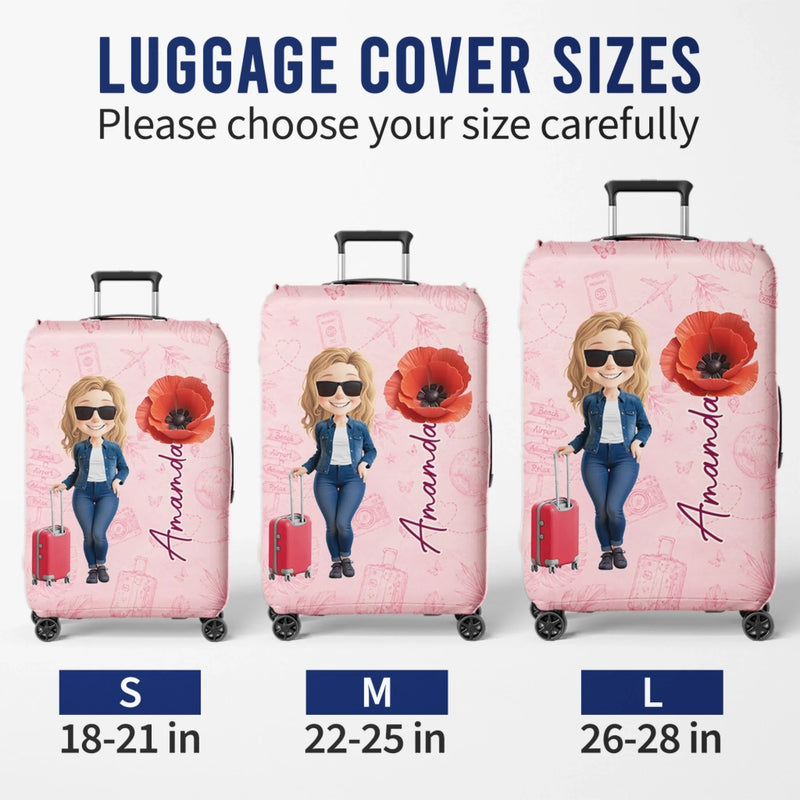 Custom Luggage Cover - Personalized Summer Vacation And Travel Gifts For Women, Besties, Sisters, BFF - Wander Far Live Fully