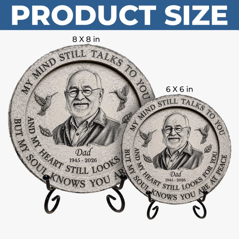 Custom Photo Round Shaped Stone With Stand - Personalized Memorial Sympathy Gifts For Loss Of Mom, Dad - Treasured Memories Last Forever