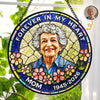 Custom Photo Stained Glass Window Hanging Suncatcher - Personalized Memorial Sympathy Gifts For Loss Of Mom, Dad - Always With Us In Spirit