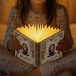 Custom Foldable LED Magic Book Lamp - Personalized Bookish Gifts For Book Lovers, Bookworms, Readers - Forever Lost In Stories
