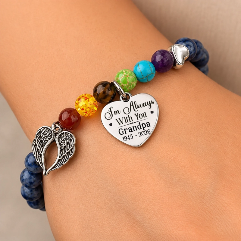 Custom Photo Rainbow Bridge Bracelet - Personalized Memorial Sympathy Gifts For Loss Of Mom, Dad - Love Knows No Goodbye