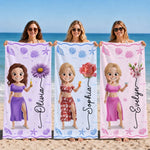 Custom Beach Towel - Personalized Summer Vacation And Travel Gifts For Women, Besties, Sisters, BFF - Beach Queens