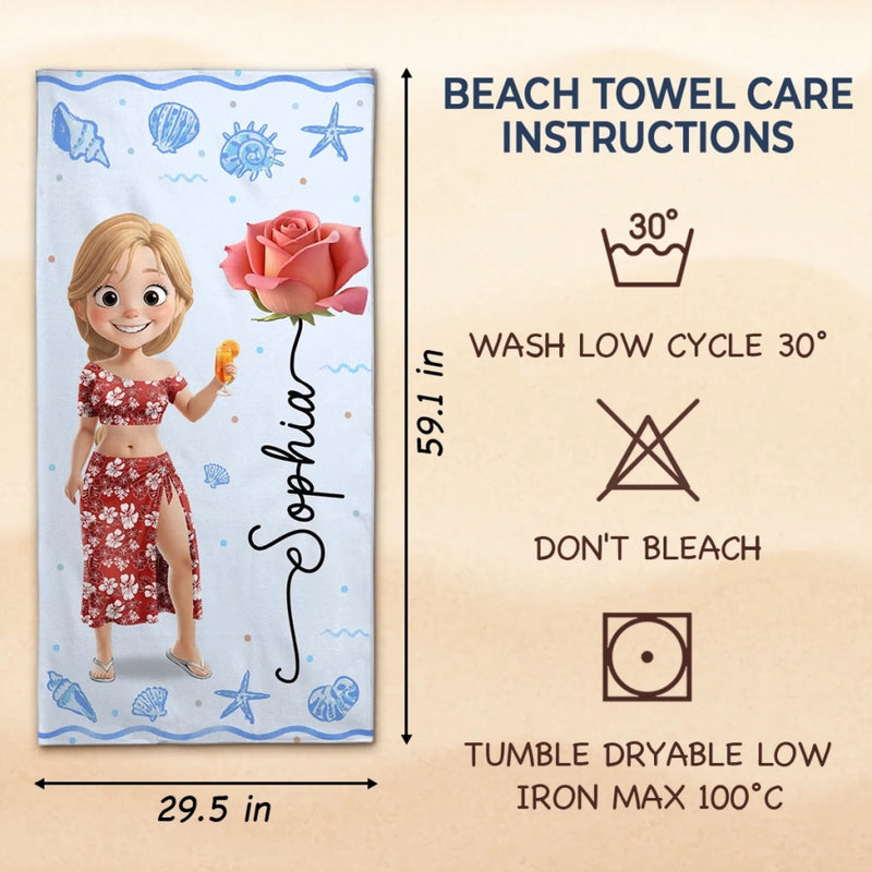 Custom Beach Towel - Personalized Summer Vacation And Travel Gifts For Women, Besties, Sisters, BFF - Beach Queens