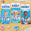 Custom Photo Beach Towel - Personalized Summer Vacation And Travel Gifts For Family, Kids - Sandy Toes Happy Days