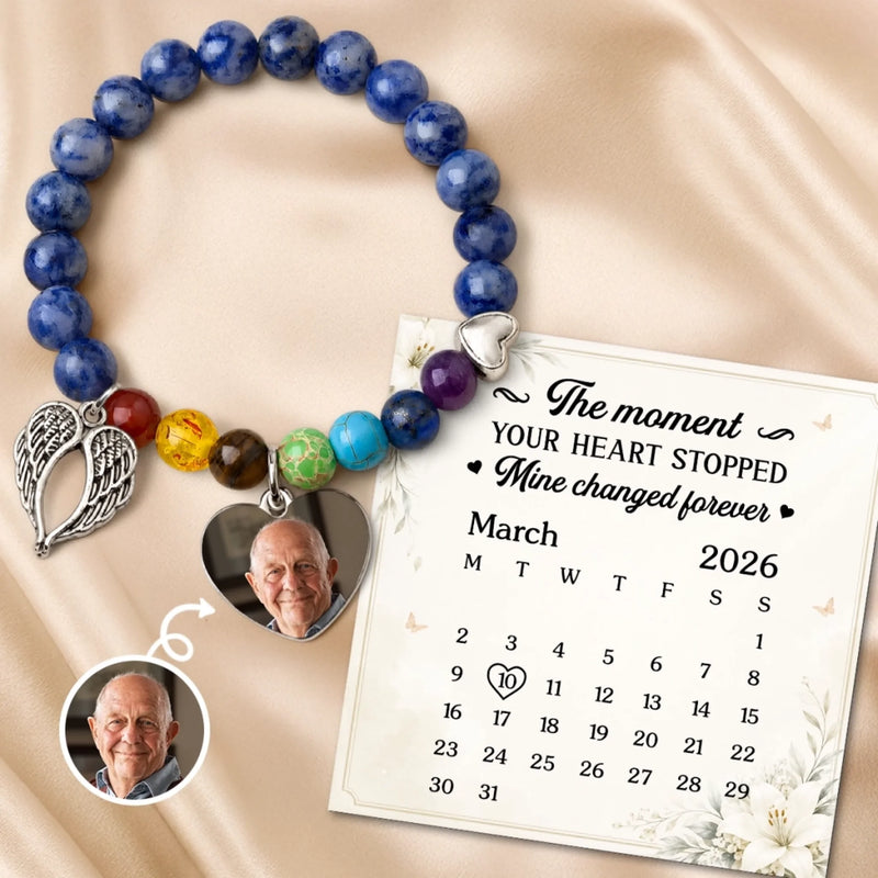Custom Photo Rainbow Bridge Bracelet - Personalized Memorial Sympathy Gifts For Loss Of Mom, Dad - Loved Always Remembered Forever
