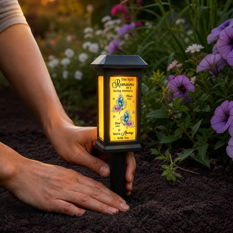 Custom Solar Garden Light - Personalized Memorial Sympathy Gifts For Loss Of Mom, Dad - Forever Remembered Forever Loved
