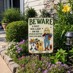 Custom Home Decor Metal Sign - Personalized  Birthday Garden Gifts For Gardeners, Dog Lovers, Dog Dad And Mom - The Crazy Dog Lady Lives Here