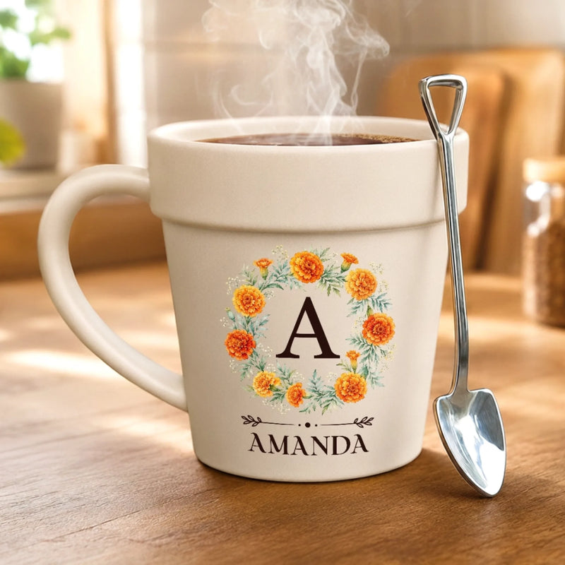 Custom Plant Pot Ceramic Mug - Personalized Birthday Garden Gifts For Gardeners, Women, Besties, Sisters, BFF - Shhh, My Flowers Are Sleeping