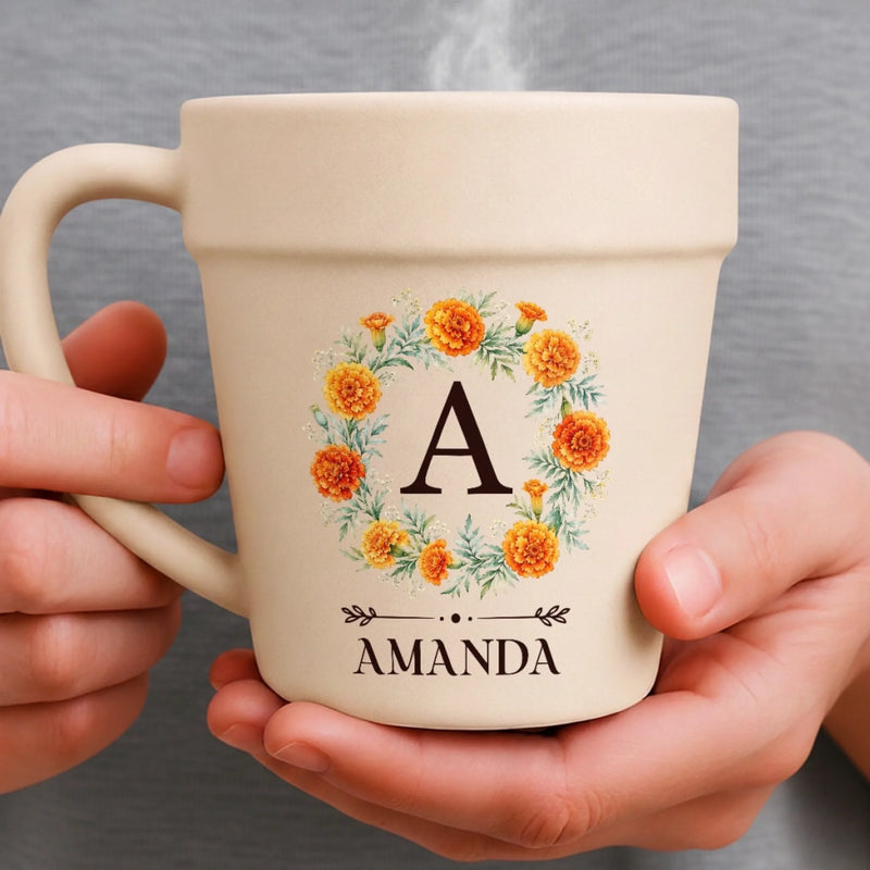 Custom Plant Pot Ceramic Mug - Personalized Birthday Garden Gifts For Gardeners, Women, Besties, Sisters, BFF - Shhh, My Flowers Are Sleeping