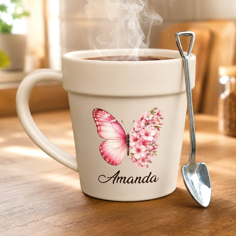 Custom Plant Pot Ceramic Mug - Personalized Birthday Garden Gifts For Gardeners, Women, Besties, Sisters, BFF - Slay The Day