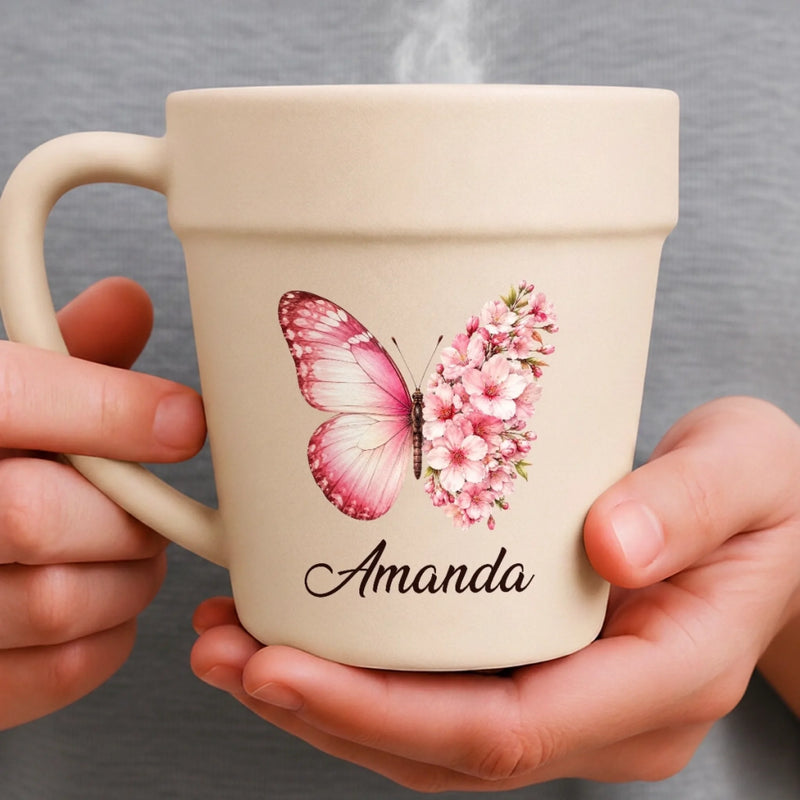 Custom Plant Pot Ceramic Mug - Personalized Birthday Garden Gifts For Gardeners, Women, Besties, Sisters, BFF - Slay The Day