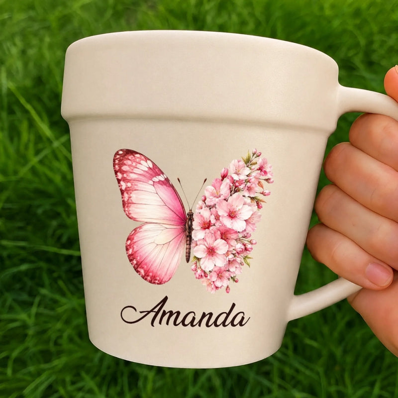 Custom Plant Pot Ceramic Mug - Personalized Birthday Garden Gifts For Gardeners, Women, Besties, Sisters, BFF - Slay The Day
