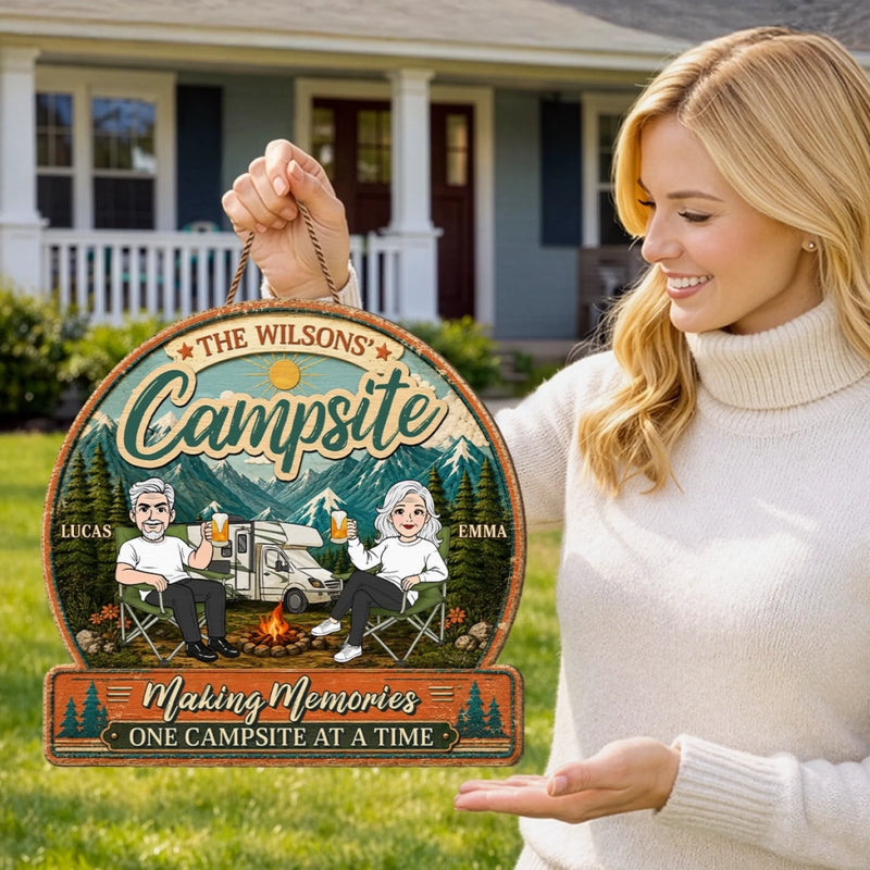 Custom Wood Sign - Personalized Anniversary Wedding Camping Gifts For Campers, Husband And Wife, Him And Her - Camp Life Best Life