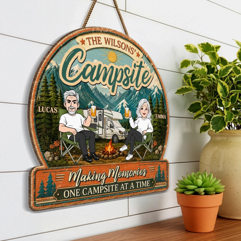 Custom Wood Sign - Personalized Anniversary Wedding Camping Gifts For Campers, Husband And Wife, Him And Her - Camp Life Best Life