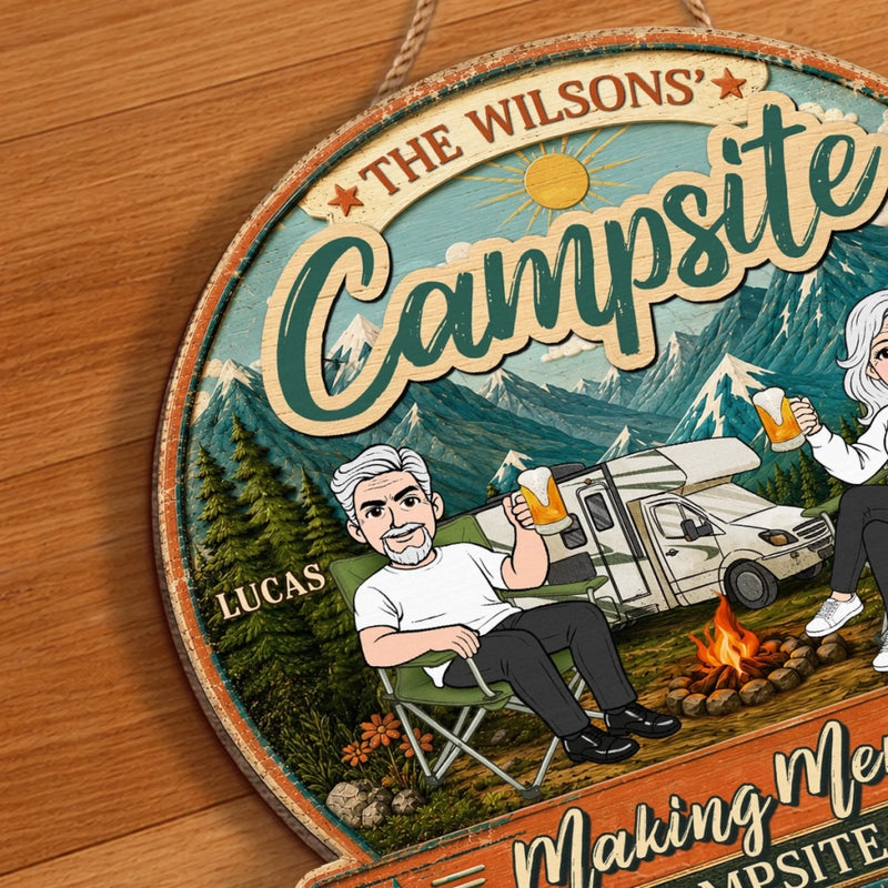 Custom Wood Sign - Personalized Anniversary Wedding Camping Gifts For Campers, Husband And Wife, Him And Her - Camp Life Best Life