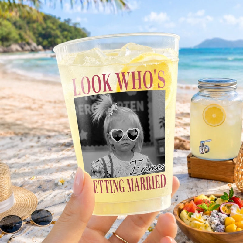 Custom Photo Party Cups - Personalized Summer Vacation And Travel Gifts For Best Friends, Family - Drunk On Poolside Summer Energy
