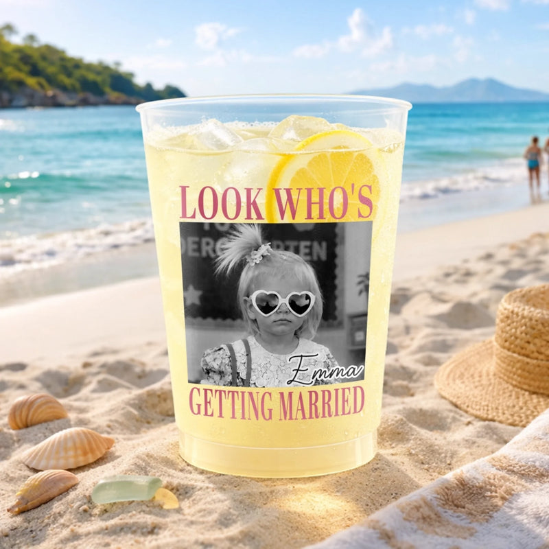 Custom Photo Party Cups - Personalized Summer Vacation And Travel Gifts For Best Friends, Family - Drunk On Poolside Summer Energy