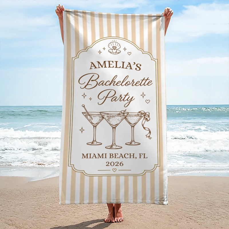 Custom Beach Towel - Personalized Summer Vacation And Travel Gifts For Best Friends, Family - Beach Hair, Bachelorette Flair
