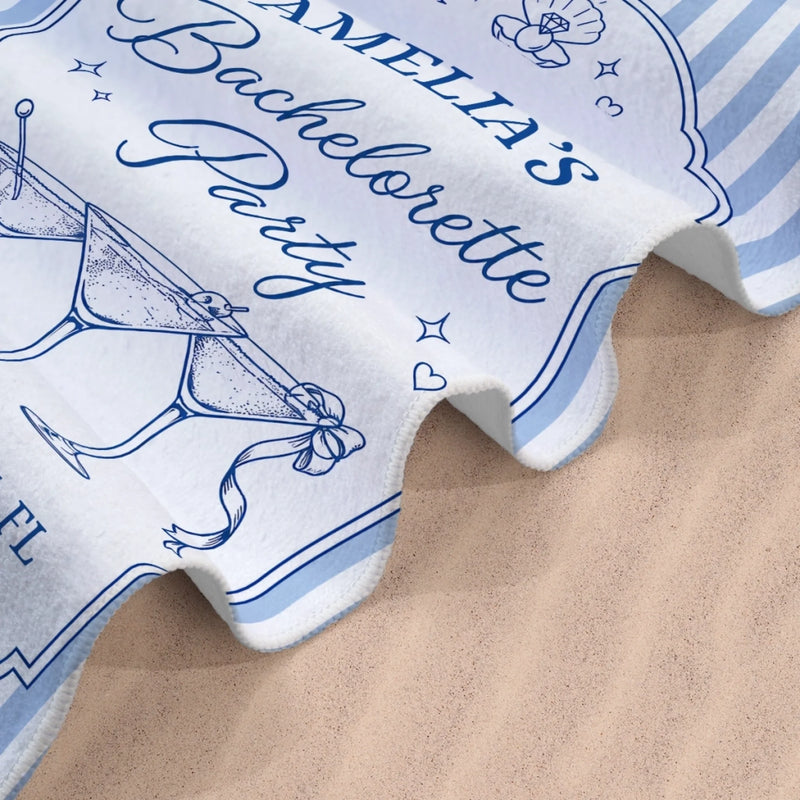 Custom Beach Towel - Personalized Summer Vacation And Travel Gifts For Best Friends, Family - Beach Hair, Bachelorette Flair