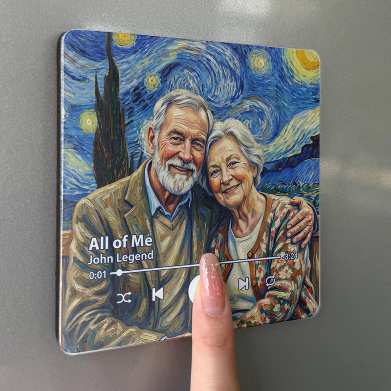 Custom Photo Music Fridge Magnet That Can Play Songs - Personalized Anniversary Wedding Gifts For Husband And Wife, Him And Her - Sweet Melodies, Wrinkly Smiles