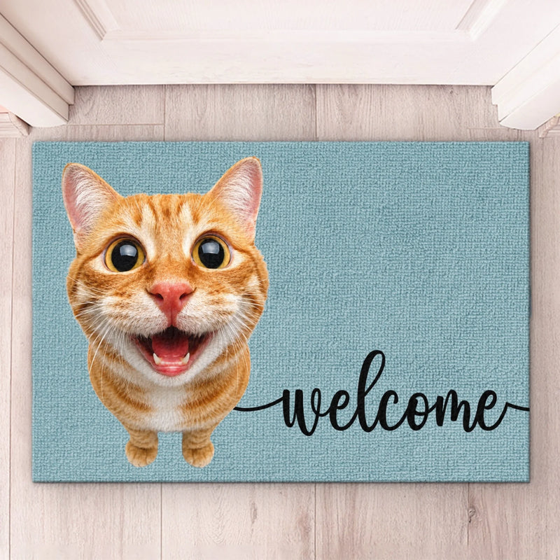 Custom Photo Home Decor Decorative Mat - Personalized Birthday Gifts For Dog Cat Lovers, Dog Dad And Mom, Cat Owners - Love Comes With Paws