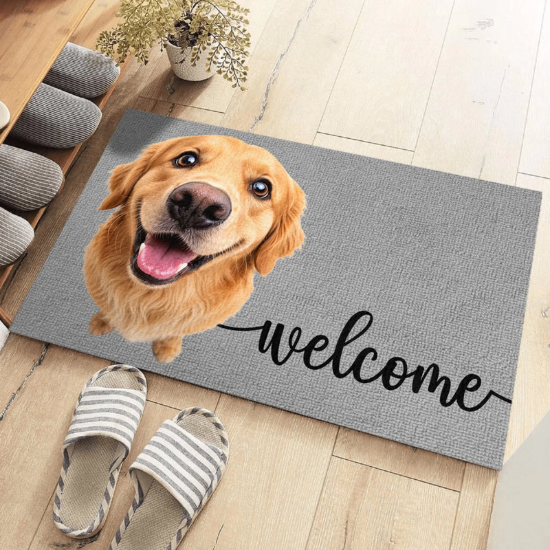 Custom Photo Home Decor Decorative Mat - Personalized Birthday Gifts For Dog Cat Lovers, Dog Dad And Mom, Cat Owners - Love Comes With Paws