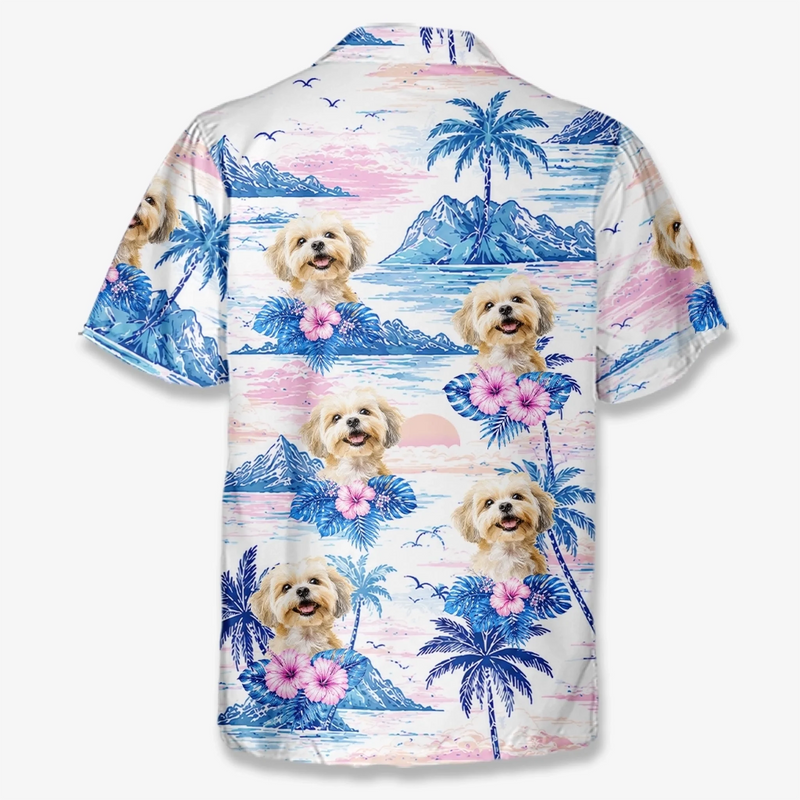 Custom Photo Unisex Tropical Hawaiian Aloha Shirt - Personalized Summer Vacation And Travel Gifts For Dog Cat Lovers, Dog Dad And Mom, Cat Owners - Beach Paws Forever