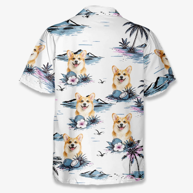 Custom Photo Unisex Tropical Hawaiian Aloha Shirt - Personalized Summer Vacation And Travel Gifts For Dog Cat Lovers, Dog Dad And Mom, Cat Owners - Sandy Paws Happy Days