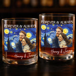 Custom Photo Whiskey Glass - Personalized Anniversary Wedding Gifts For Husband And Wife, Him And Her - Forever And Always