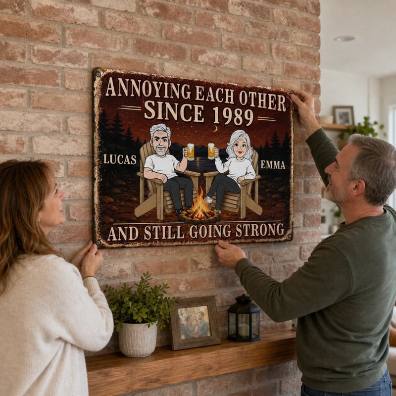 Custom Home Decor Metal Sign - Personalized Anniversary Wedding Gifts For Husband And Wife, Him And Her - Love Keeps Us Wild