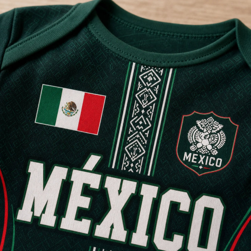 Custom Mexico World Football Baby Jersey Bodysuit
 - Personalized Baby Shower, Gender Reveal Gifts For New Moms, New Dads, Football Lovers - Born To Be MVP