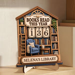 Custom Wooden Tracker Sign - Personalized Bookish Gifts For Book Lovers, Bookworms, Readers - Read More Smile More