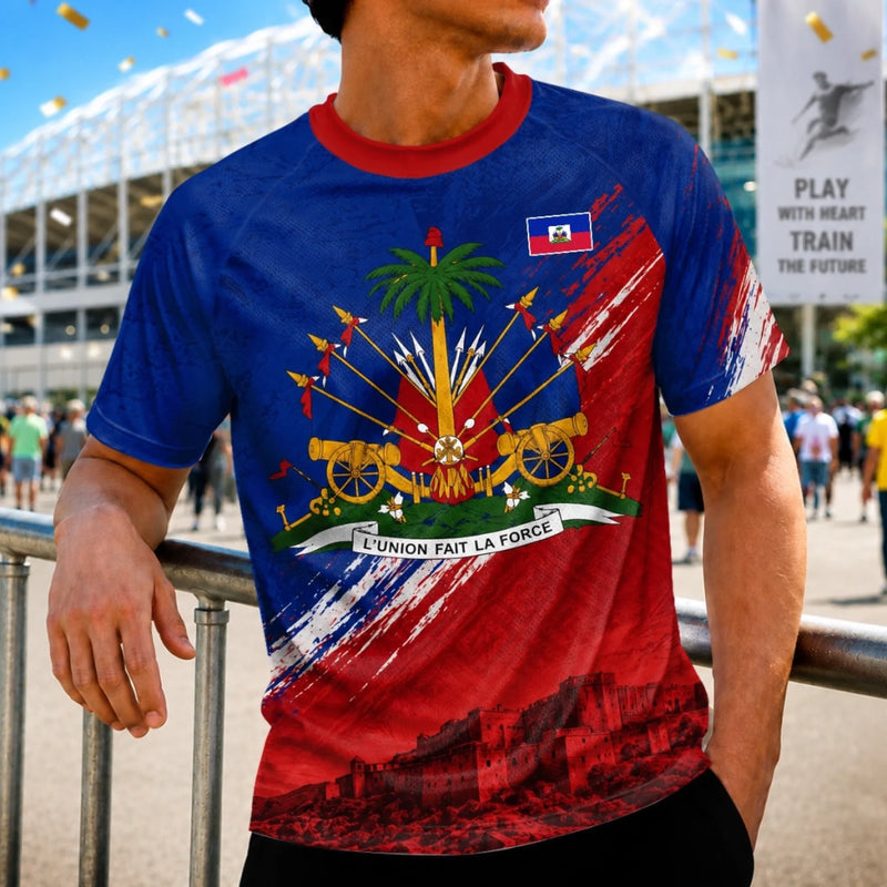 Custom Men's Haiti World Football Jersey Shirt - Personalized Birthday Gifts For Football Lovers, Sports Fans, Sports Lovers - Chasing Goals, Repping My Roots