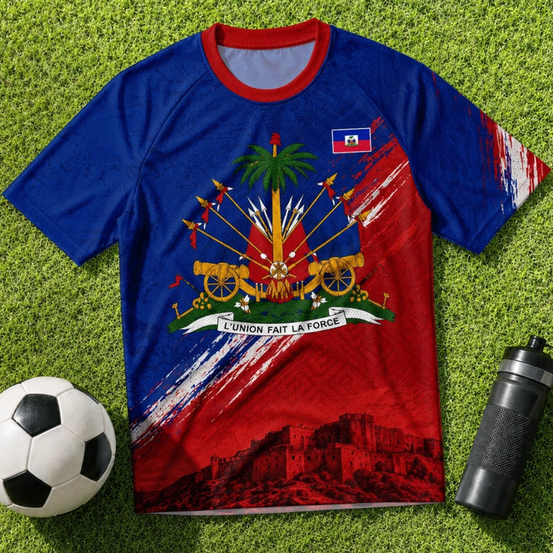 Custom Men's Haiti World Football Jersey Shirt - Personalized Birthday Gifts For Football Lovers, Sports Fans, Sports Lovers - Chasing Goals, Repping My Roots