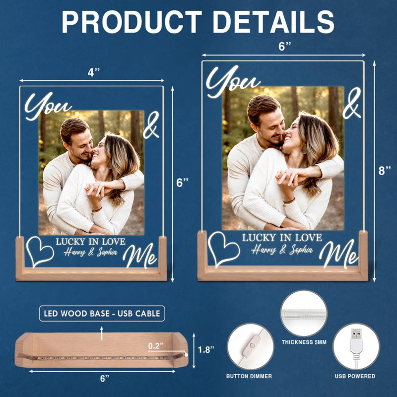 Custom Shaped 3D LED Walnut Night Light - Anniversary Wedding Gifts For Husband And Wife, Him And Her - You & Me Forever & Always